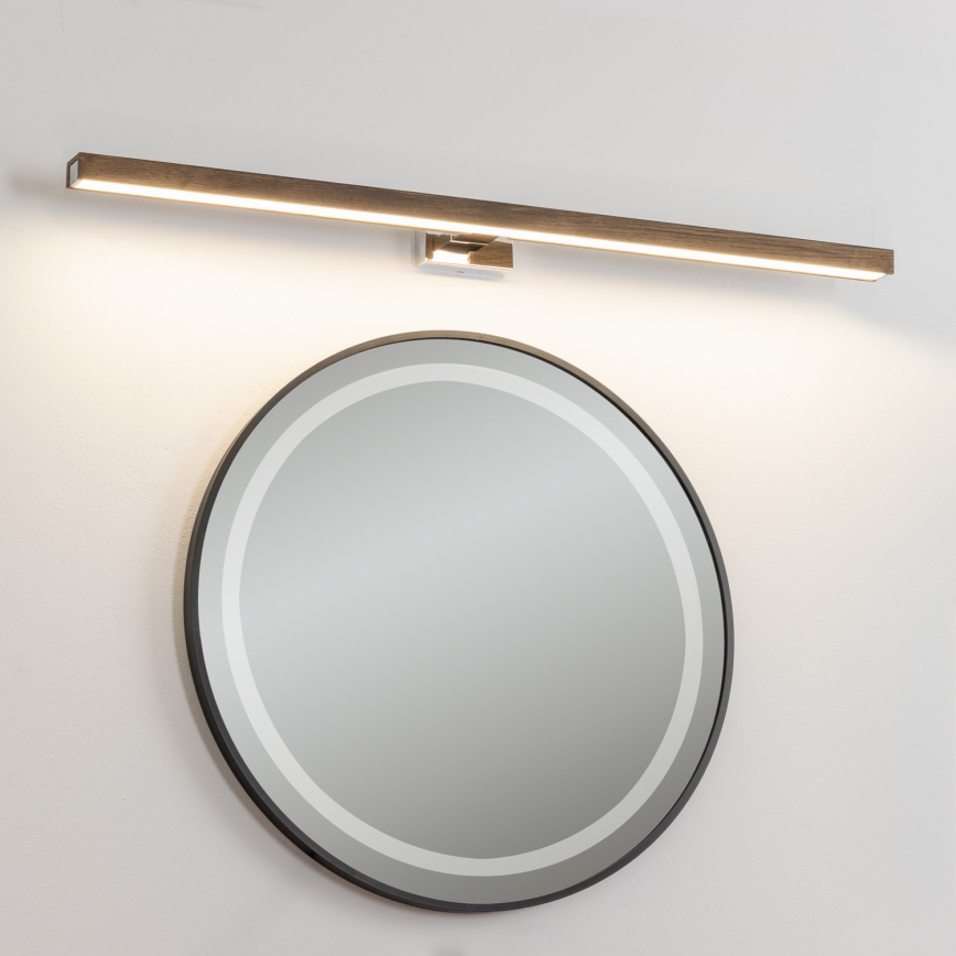 Brilagi - LED vonios veidrodžio apšvietimas WOODY MIRROR LED/15W/230V 90 cm IP44 ąžuolas graikinis riešutas/blizgus chromas