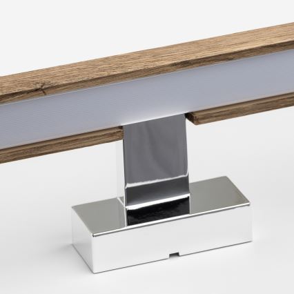 Brilagi - LED vonios veidrodžio apšvietimas WOODY MIRROR LED/15W/230V 90 cm IP44 ąžuolas graikinis riešutas/blizgus chromas