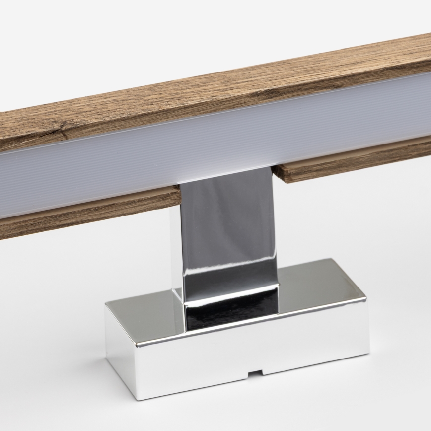 Brilagi - LED vonios veidrodžio apšvietimas WOODY MIRROR LED/15W/230V 90 cm IP44 ąžuolas graikinis riešutas/blizgus chromas
