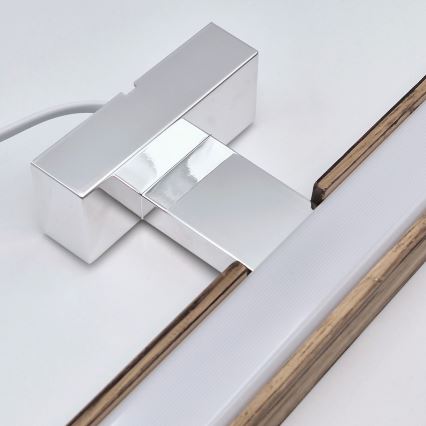 Brilagi - LED vonios veidrodžio apšvietimas WOODY MIRROR LED/15W/230V 90 cm IP44 ąžuolas graikinis riešutas/blizgus chromas