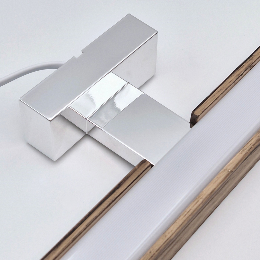 Brilagi - LED vonios veidrodžio apšvietimas WOODY MIRROR LED/15W/230V 90 cm IP44 ąžuolas graikinis riešutas/blizgus chromas