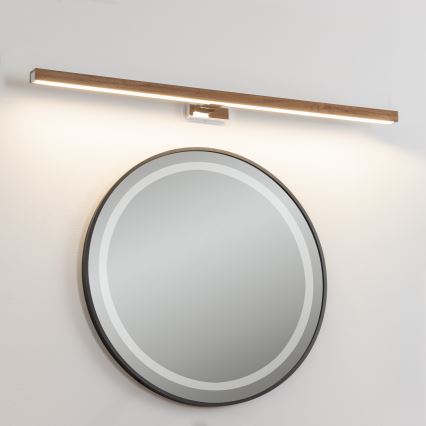 Brilagi - LED vonios veidrodžio apšvietimas WOODY MIRROR LED/15W/230V 90 cm IP44 ąžuolas vyšnia/blizgus chromas