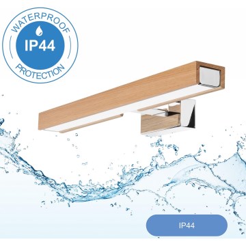 Brilagi - LED vonios veidrodžio apšvietimas WOODY MIRROR LED/8W/230V 40 cm IP44 ąžuolas/blizgus chromas