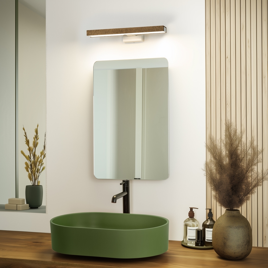 Brilagi - LED vonios veidrodžio apšvietimas WOODY MIRROR LED/8W/230V 40 cm IP44 ąžuolas graikinis riešutas/balta