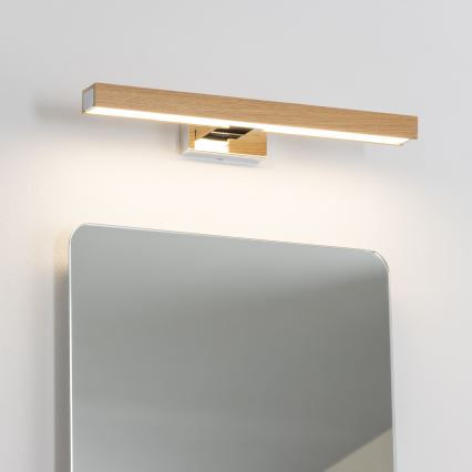 Brilagi - LED vonios veidrodžio apšvietimas WOODY MIRROR LED/8W/230V 40 cm IP44 ąžuolas/blizgus chromas