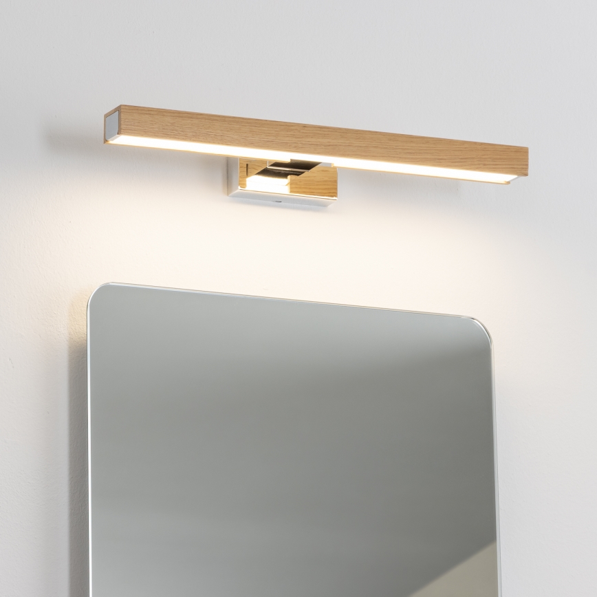 Brilagi - LED vonios veidrodžio apšvietimas WOODY MIRROR LED/8W/230V 40 cm IP44 ąžuolas/blizgus chromas