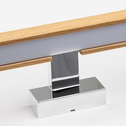 Brilagi - LED vonios veidrodžio apšvietimas WOODY MIRROR LED/8W/230V 40 cm IP44 ąžuolas/blizgus chromas