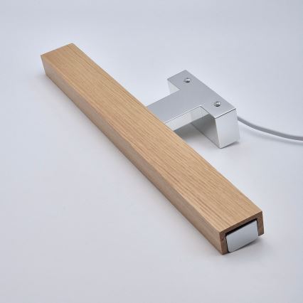 Brilagi - LED vonios veidrodžio apšvietimas WOODY MIRROR LED/8W/230V 40 cm IP44 ąžuolas/blizgus chromas