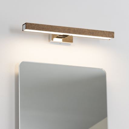 Brilagi - LED vonios veidrodžio apšvietimas WOODY MIRROR LED/8W/230V 40 cm IP44 ąžuolas graikinis riešutas/blizgus chromas