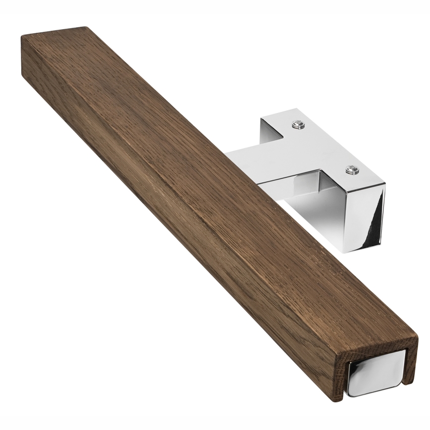 Brilagi - LED vonios veidrodžio apšvietimas WOODY MIRROR LED/8W/230V 40 cm IP44 ąžuolas graikinis riešutas/blizgus chromas