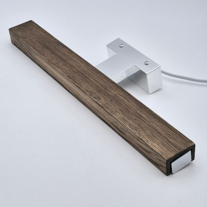 Brilagi - LED vonios veidrodžio apšvietimas WOODY MIRROR LED/8W/230V 40 cm IP44 ąžuolas graikinis riešutas/blizgus chromas