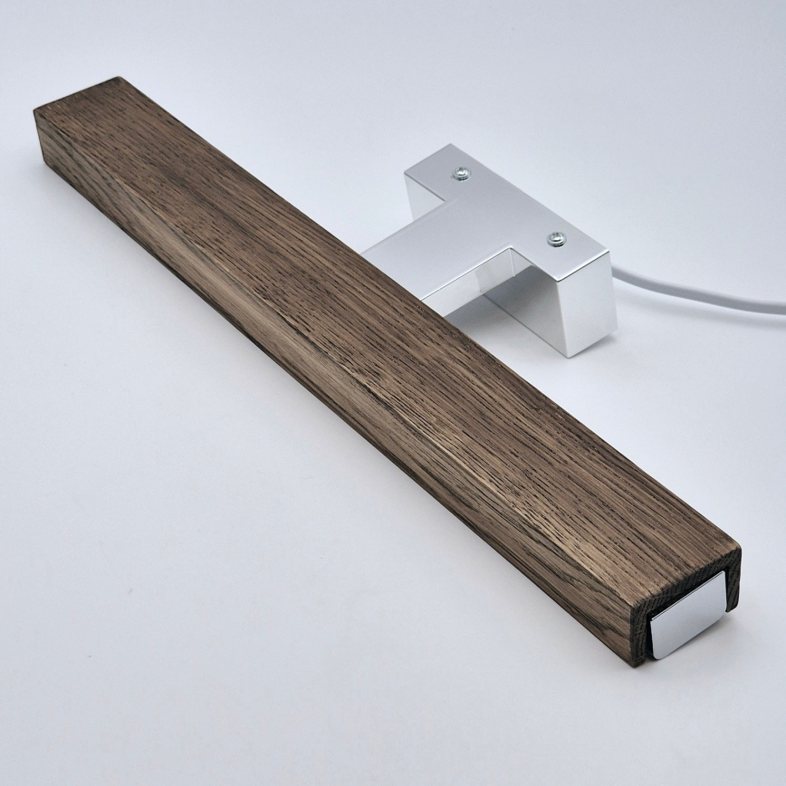 Brilagi - LED vonios veidrodžio apšvietimas WOODY MIRROR LED/8W/230V 40 cm IP44 ąžuolas graikinis riešutas/blizgus chromas