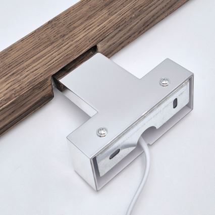 Brilagi - LED vonios veidrodžio apšvietimas WOODY MIRROR LED/8W/230V 40 cm IP44 ąžuolas graikinis riešutas/blizgus chromas