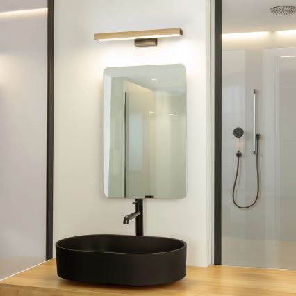 Brilagi - LED vonios veidrodžio apšvietimas WOODY MIRROR LED/8W/230V 40 cm IP44 ąžuolas/juoda