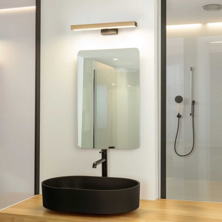 Brilagi - LED vonios veidrodžio apšvietimas WOODY MIRROR LED/8W/230V 40 cm IP44 ąžuolas/juoda