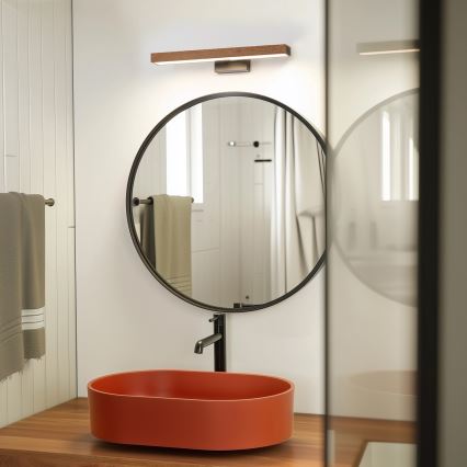 Brilagi - LED vonios veidrodžio apšvietimas WOODY MIRROR LED/8W/230V 40 cm IP44 ąžuolas vyšnia/juoda