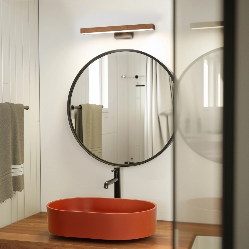 Brilagi - LED vonios veidrodžio apšvietimas WOODY MIRROR LED/8W/230V 40 cm IP44 ąžuolas vyšnia/juoda