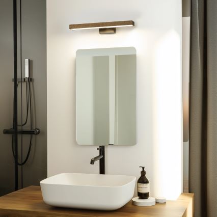 Brilagi - LED vonios veidrodžio apšvietimas WOODY MIRROR LED/8W/230V 40 cm IP44 ąžuolas graikinis riešutas/juoda