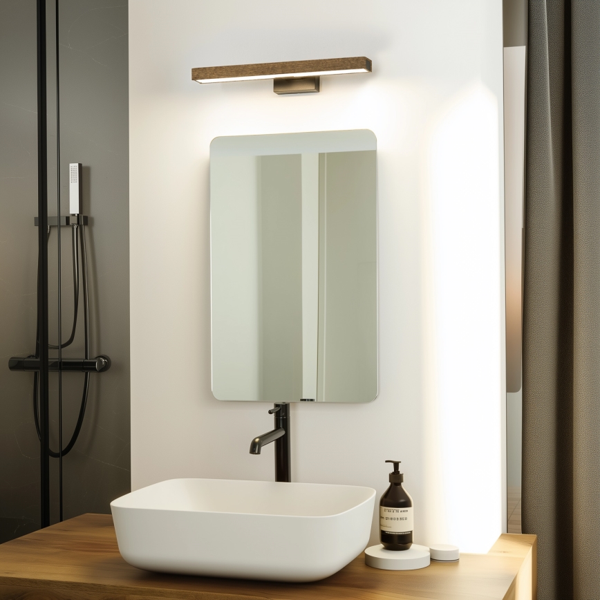 Brilagi - LED vonios veidrodžio apšvietimas WOODY MIRROR LED/8W/230V 40 cm IP44 ąžuolas graikinis riešutas/juoda