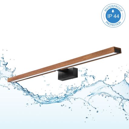 BRILAGI - LED vonios veidrodžio apšvietimas 3 viename WOODY MIRROR LED/15W/230V 80 cm IP44 juoda/vyšnių ąžuolas