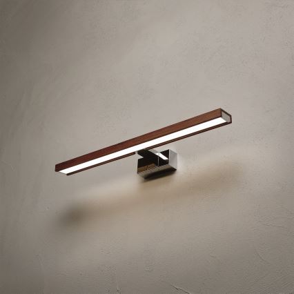 Brilagi - WOODY MIRROR 3in1 LED vonios veidrodžio apšvietimas LED/12W/230V 60 cm IP44 blizgus chromas/vyšnių ąžuolas