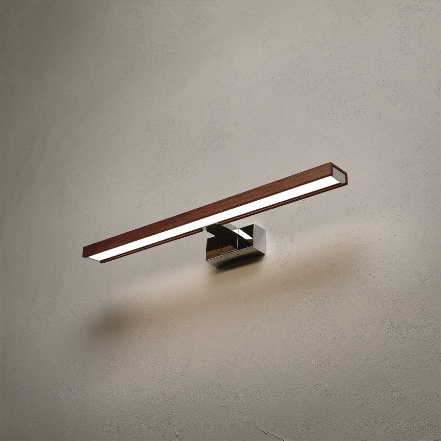 Brilagi - WOODY MIRROR 3in1 LED vonios veidrodžio apšvietimas LED/12W/230V 60 cm IP44 blizgus chromas/vyšnių ąžuolas
