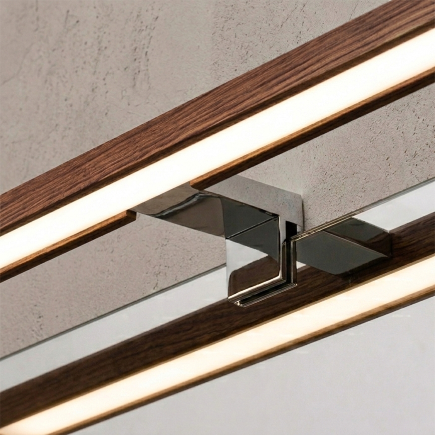 Brilagi - WOODY MIRROR 3in1 LED vonios veidrodžio apšvietimas LED/12W/230V 60 cm IP44 blizgus chromas/vyšnių ąžuolas