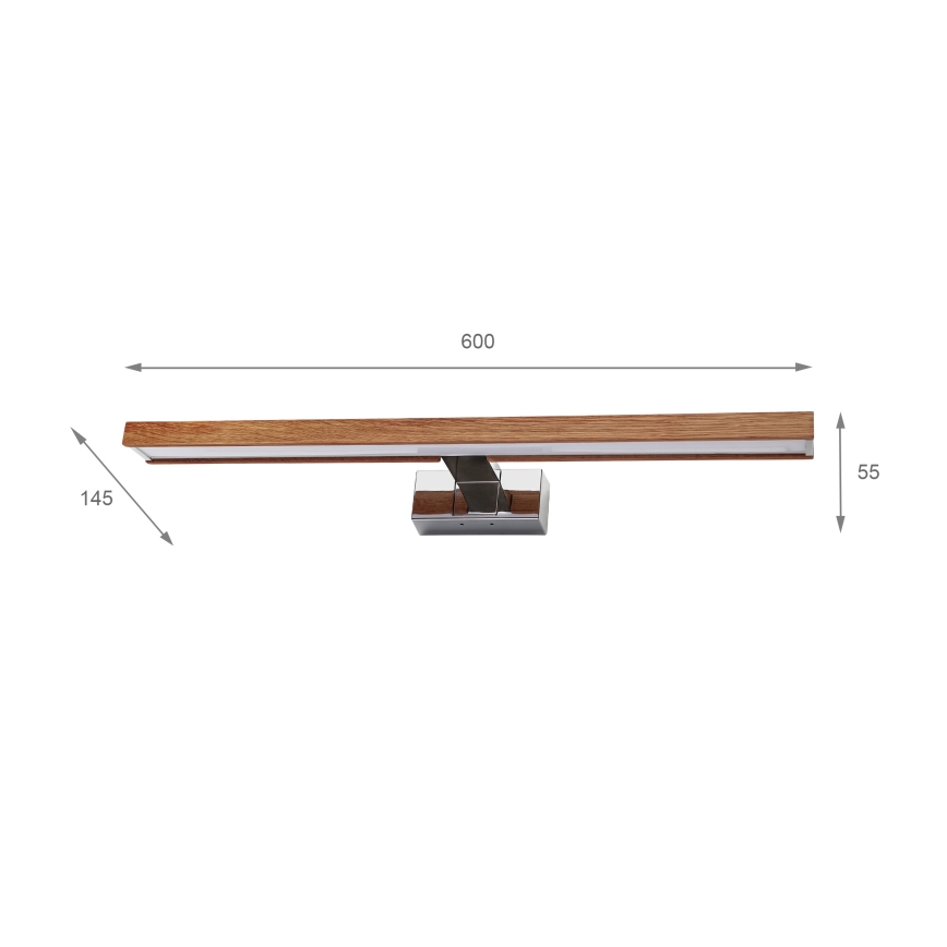 Brilagi - WOODY MIRROR 3in1 LED vonios veidrodžio apšvietimas LED/12W/230V 60 cm IP44 blizgus chromas/vyšnių ąžuolas