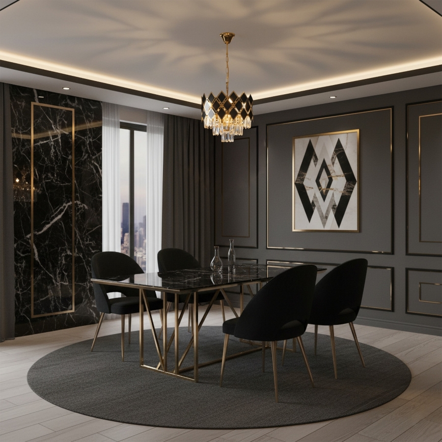 Brilagi - Liustra ant grandinės CRISTAL 5xE14/40W/230V Ø 38 cm auksinė/juoda