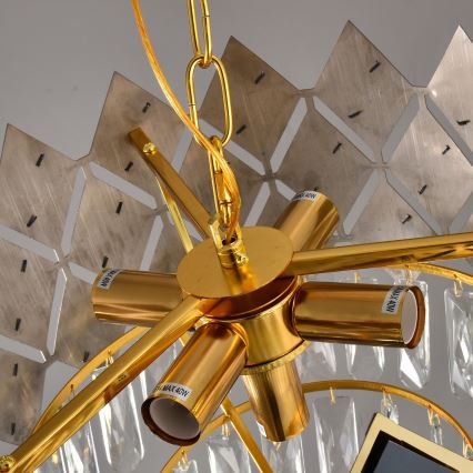 Brilagi - Liustra ant grandinės CRISTAL 5xE14/40W/230V Ø 38 cm auksinė/juoda