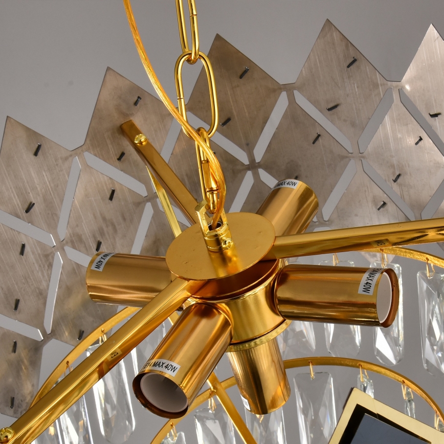 Brilagi - Liustra ant grandinės CRISTAL 5xE14/40W/230V Ø 38 cm auksinė/juoda