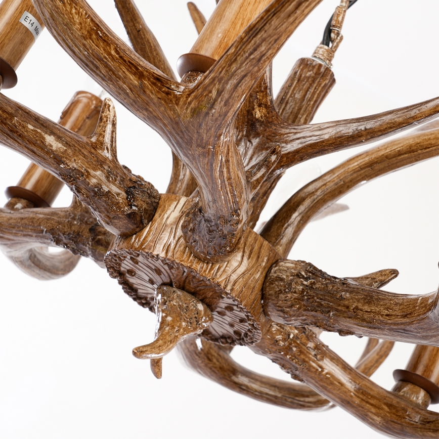 Brilagi - liustra ant grandinės DEER, 6xE14/10W/230V, skersmuo 70 cm, elnių ragai