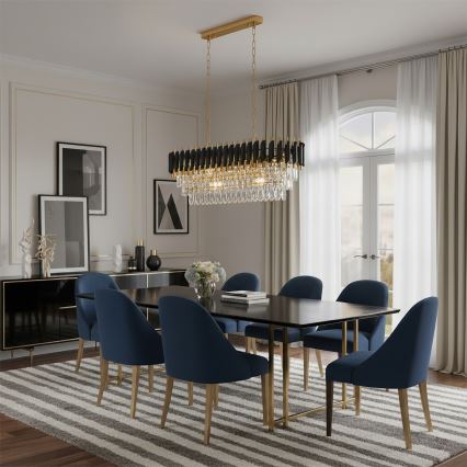 Brilagi - Liustra ant grandinės ECLIPSE 10xE14/10W/230V 78x28 cm juoda/auksinė