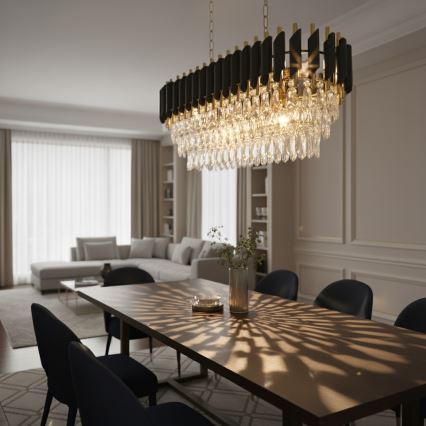 Brilagi - Liustra ant grandinės ECLIPSE 10xE14/10W/230V 78x28 cm juoda/auksinė