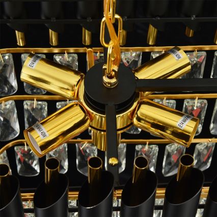 Brilagi - Liustra ant grandinės ECLIPSE 10xE14/10W/230V 78x28 cm juoda/auksinė