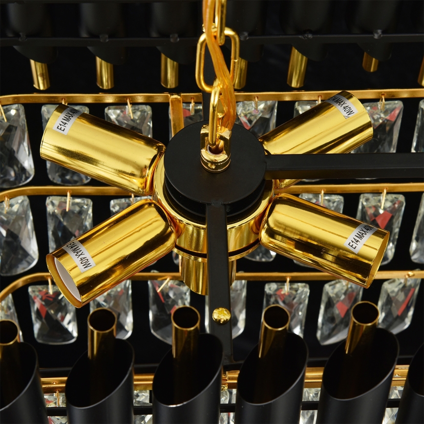 Brilagi - Liustra ant grandinės ECLIPSE 10xE14/10W/230V 78x28 cm juoda/auksinė