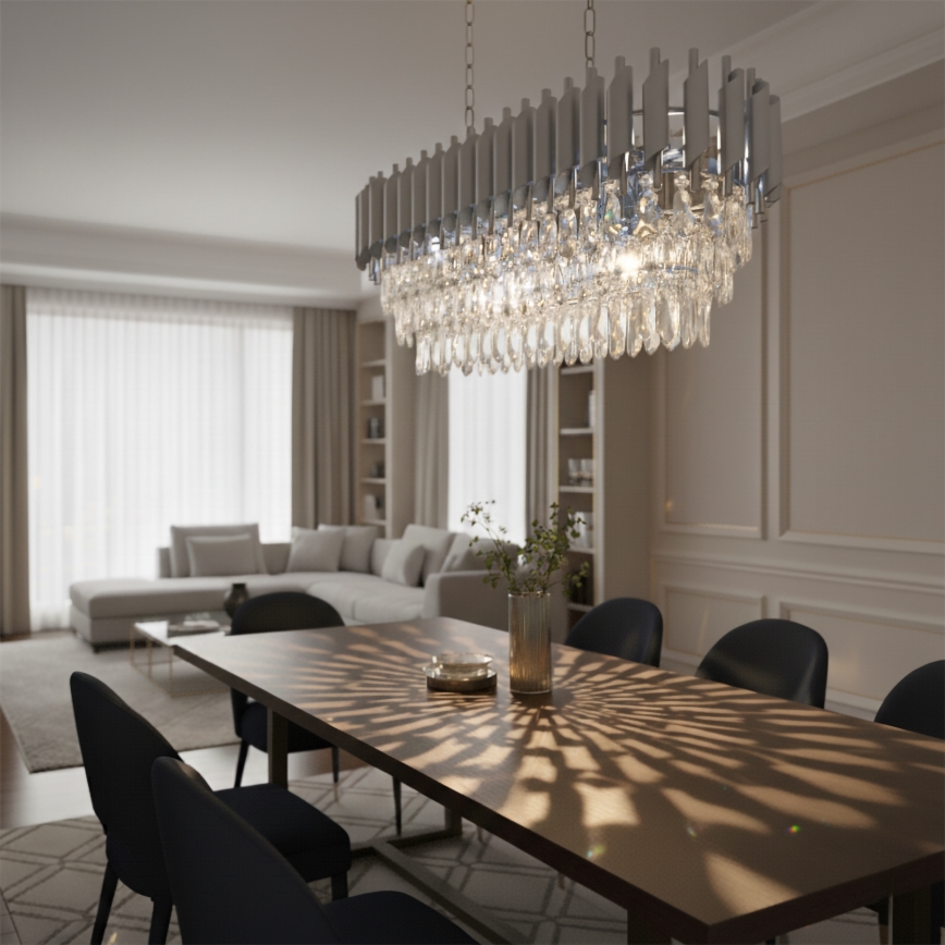 Brilagi - Liustra ant grandinės ECLIPSE 10xE14/10W/230V 78x28 cm sidabrinė