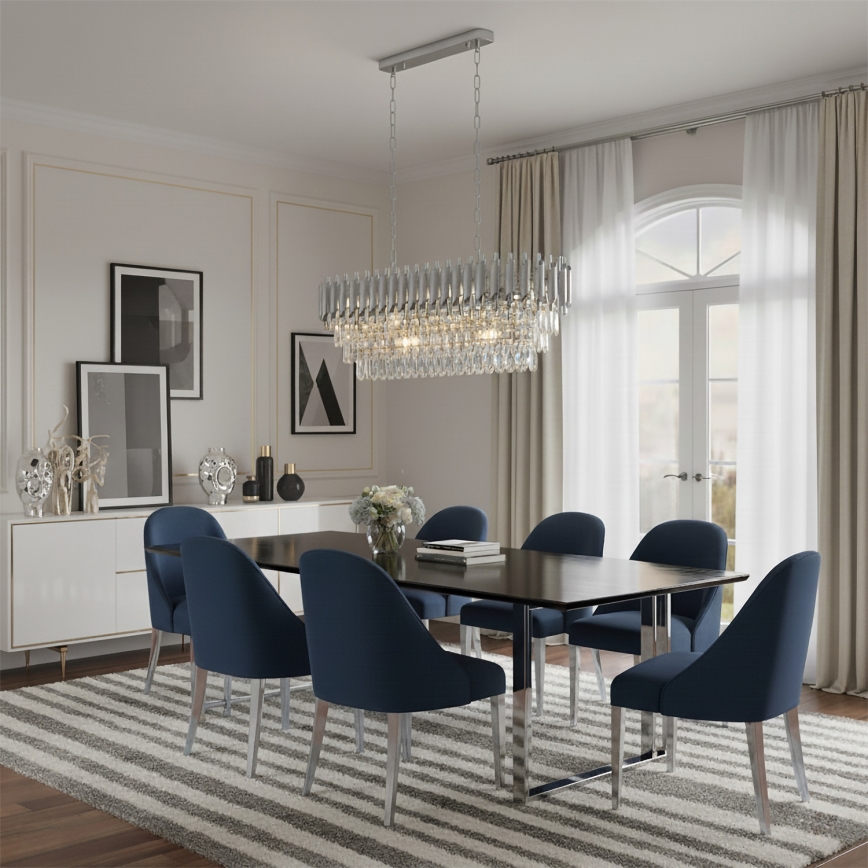 Brilagi - Liustra ant grandinės ECLIPSE 10xE14/10W/230V 78x28 cm sidabrinė