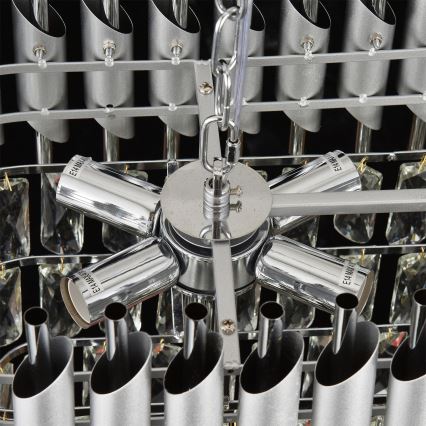 Brilagi - Liustra ant grandinės ECLIPSE 10xE14/10W/230V 78x28 cm sidabrinė