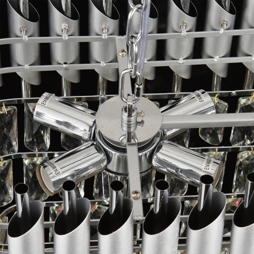 Brilagi - Liustra ant grandinės ECLIPSE 10xE14/10W/230V 78x28 cm sidabrinė