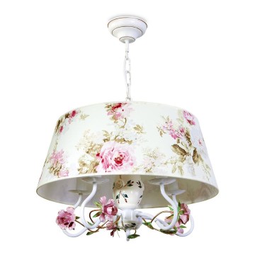 BRILAGI - Liustra ant grandinės FLORENCE 5xE14/40W/230V balta/rožinė