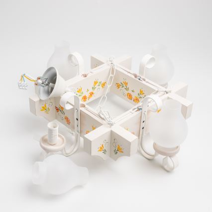 Brilagi - Liustra ant grandinės QUEEN 4xE14/40W/230V buko/kreminė