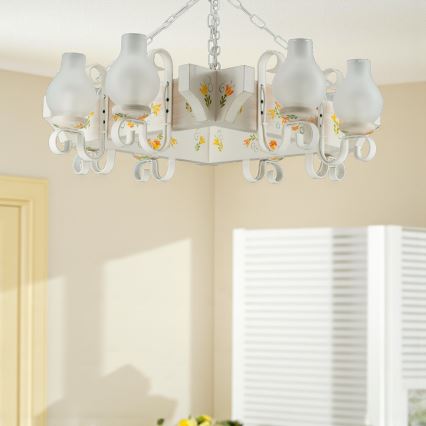 Brilagi - Liustra ant grandinės QUEEN 8xE14/40W/230V buko/kreminė