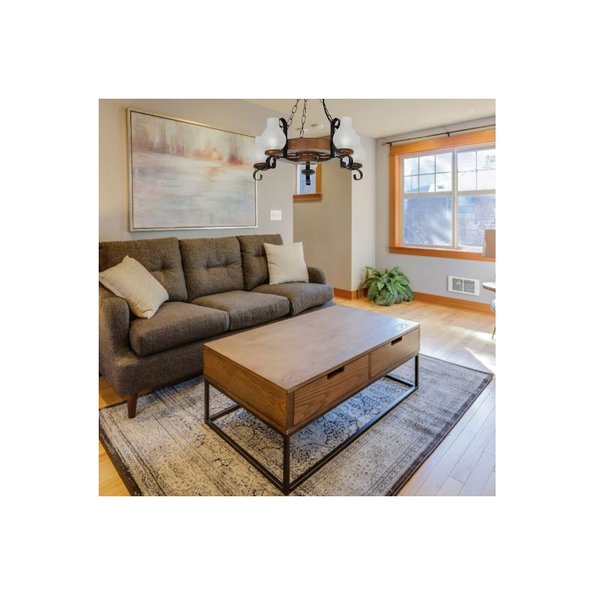 Brilagi - Liustra ant grandinės ROATA 5xE14/40W/230V Ø 50 cm bukas/riešutas