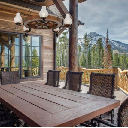 Brilagi - liustra ant grandinės ROATA 5xE14/40W/230V Ø70 cm bukas/riešutas