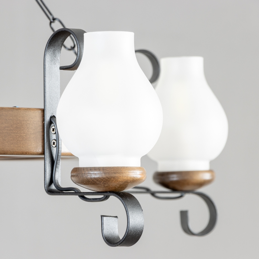 Brilagi - liustra ant grandinės ROATA 5xE14/40W/230V Ø70 cm bukas/riešutas