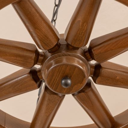 Brilagi - liustra ant grandinės ROATA 5xE14/40W/230V Ø70 cm bukas/riešutas