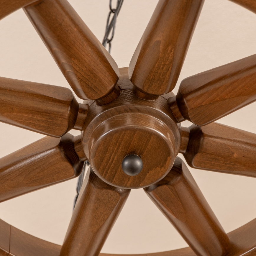 Brilagi - liustra ant grandinės ROATA 5xE14/40W/230V Ø70 cm bukas/riešutas