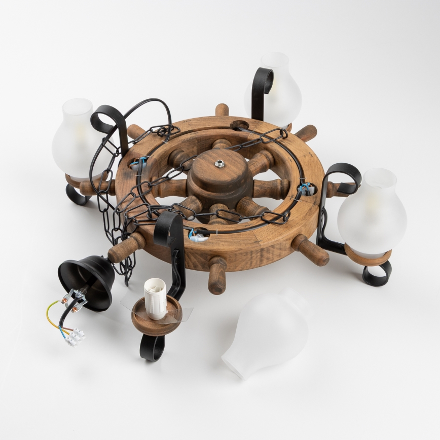 Brilagi - Liustra ant grandinės TIMONA 4xE14/40W/230V, skersmuo 50 cm, bukas