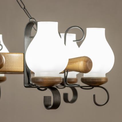 Brilagi - Liustra ant grandinės TIMONA 8xE14/40W/230V skersmuo 70 cm bukas/riešutas